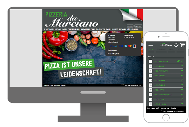 lieferservice beispiel damarciano onlineshop mit verweis zum lieferservice