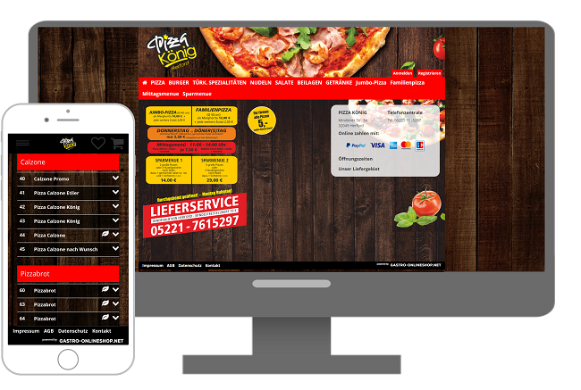 lieferservice beispiel pizzakoenig onlineshop mit verweis zum lieferservice